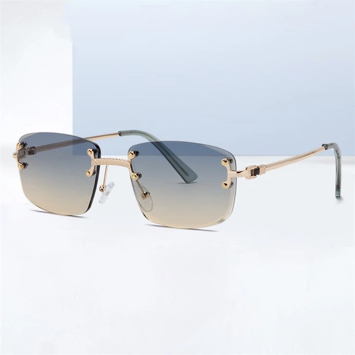 Ferkantaður brúnlaus málm sólgleraugu